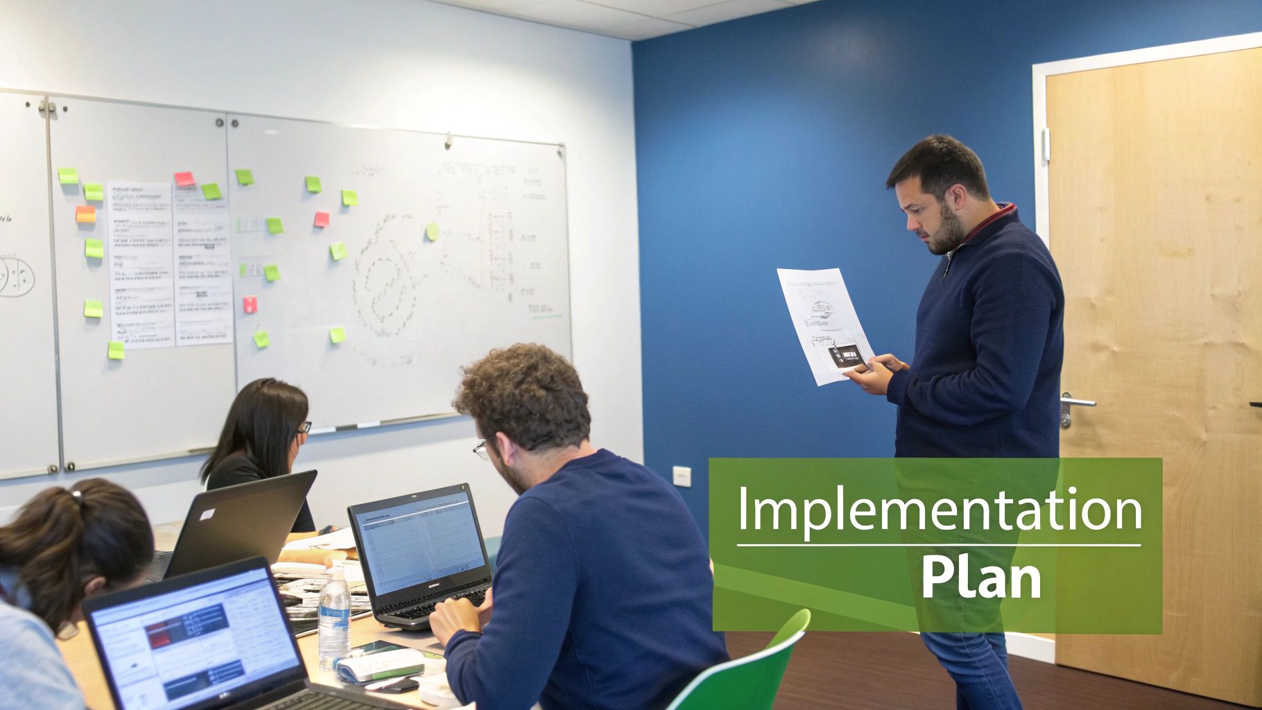 A person at a desk sketching out a customer journey map on a whiteboard, symbolizing strategic planning.