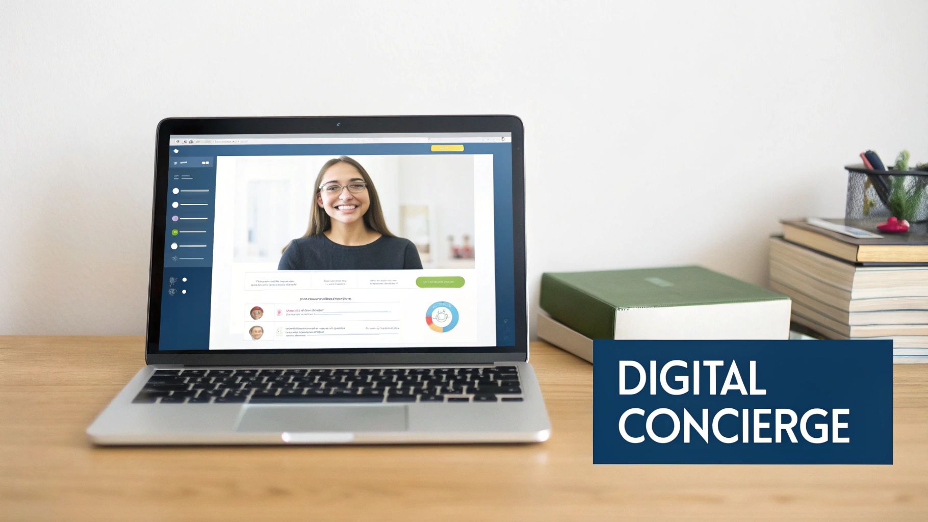 A person interacting with a marketing chatbot on a laptop, showing a friendly conversation.