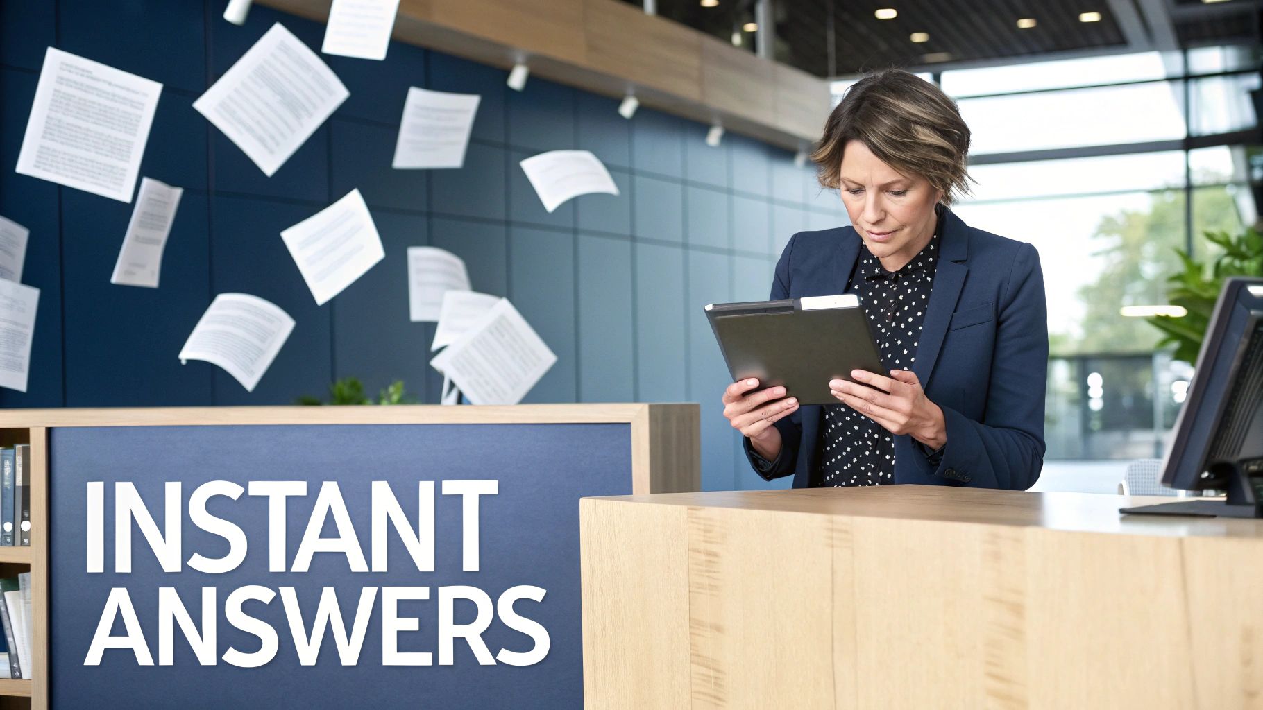 A person using a futuristic interface to ask questions to an AI