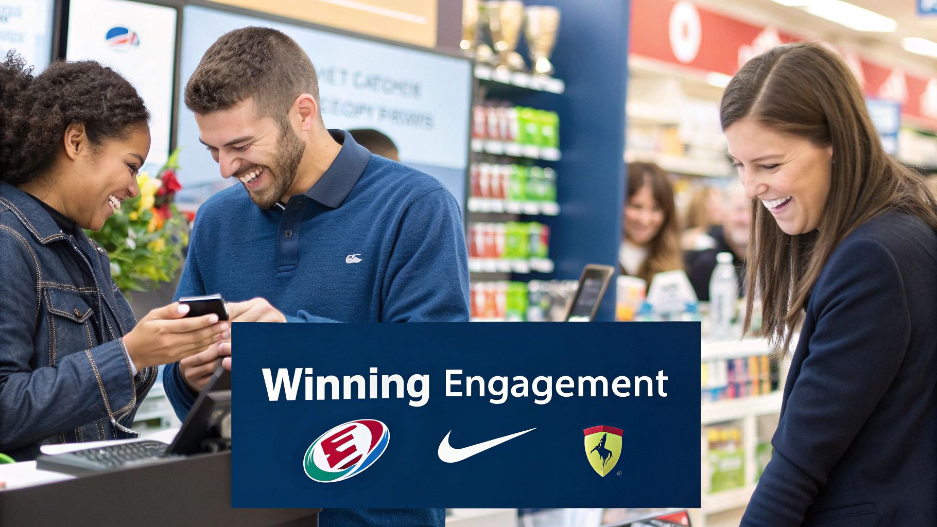 A montage of iconic brand logos like Spotify and Sephora, representing successful customer engagement.