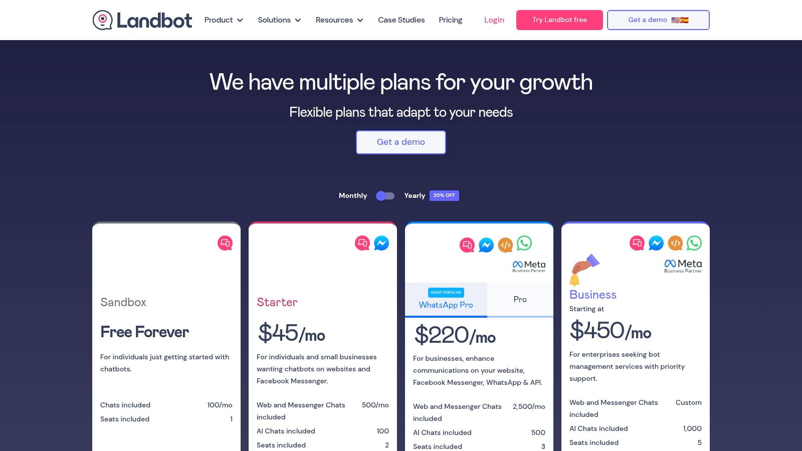 Landbot (no-code web/WhatsApp chatbot builder)