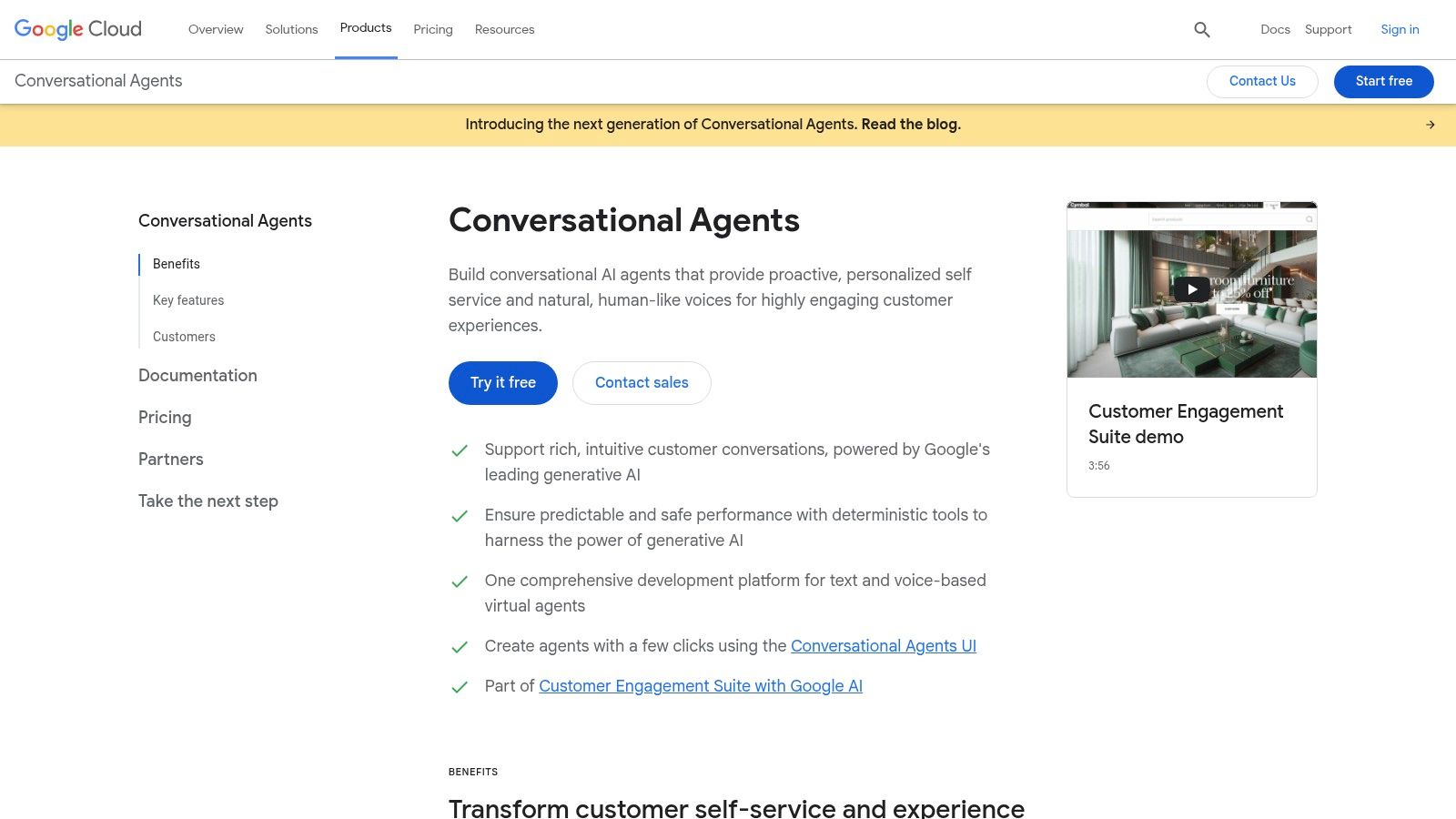Google Cloud — Dialogflow CX (Conversational Agents)