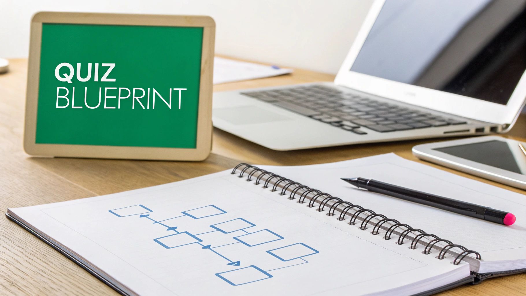 A person sketching out a quiz flow on a whiteboard, symbolizing the planning phase of designing a 'find your style' quiz.