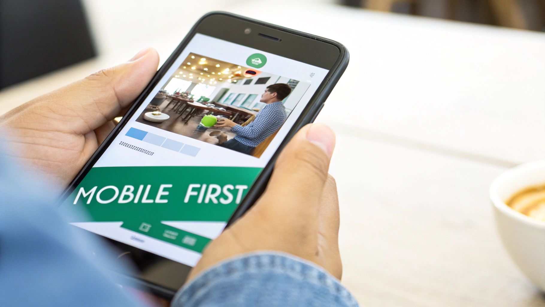 A person comfortably taking a quiz on their smartphone, highlighting a seamless mobile experience.