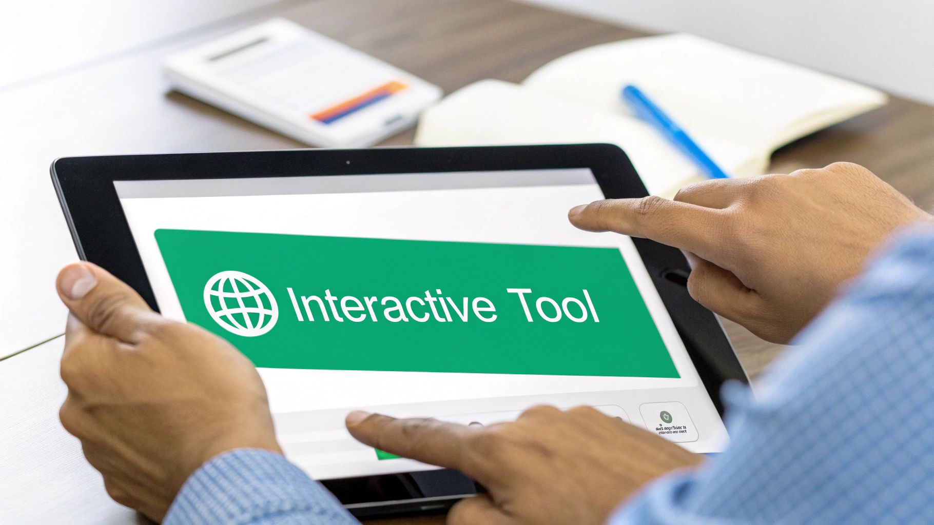 A visual representation of interactive content on a SaaS landing page, showing engaging elements like quizzes and calculators.