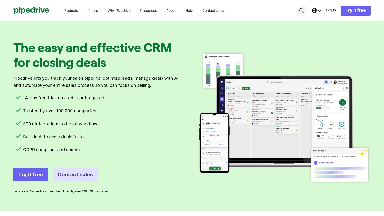 Pipedrive (CRM + LeadBooster add‑on)