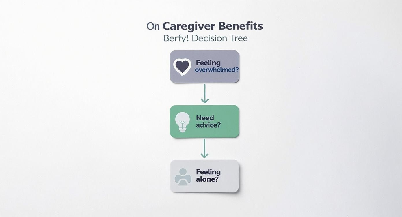 Infographic about online support group for caregivers