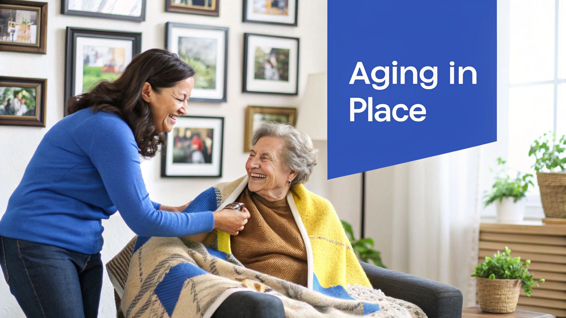 Senior woman smiling while receiving care at home