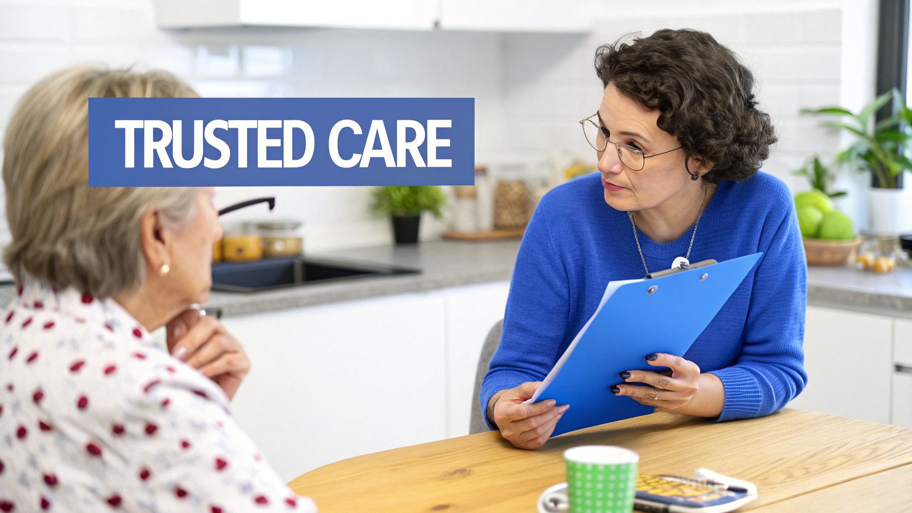 Senior receiving compassionate care at home from a professional caregiver