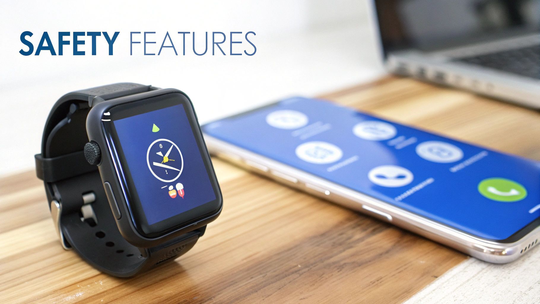 A senior man using his mobile PERS device with GPS while sitting on a park bench.