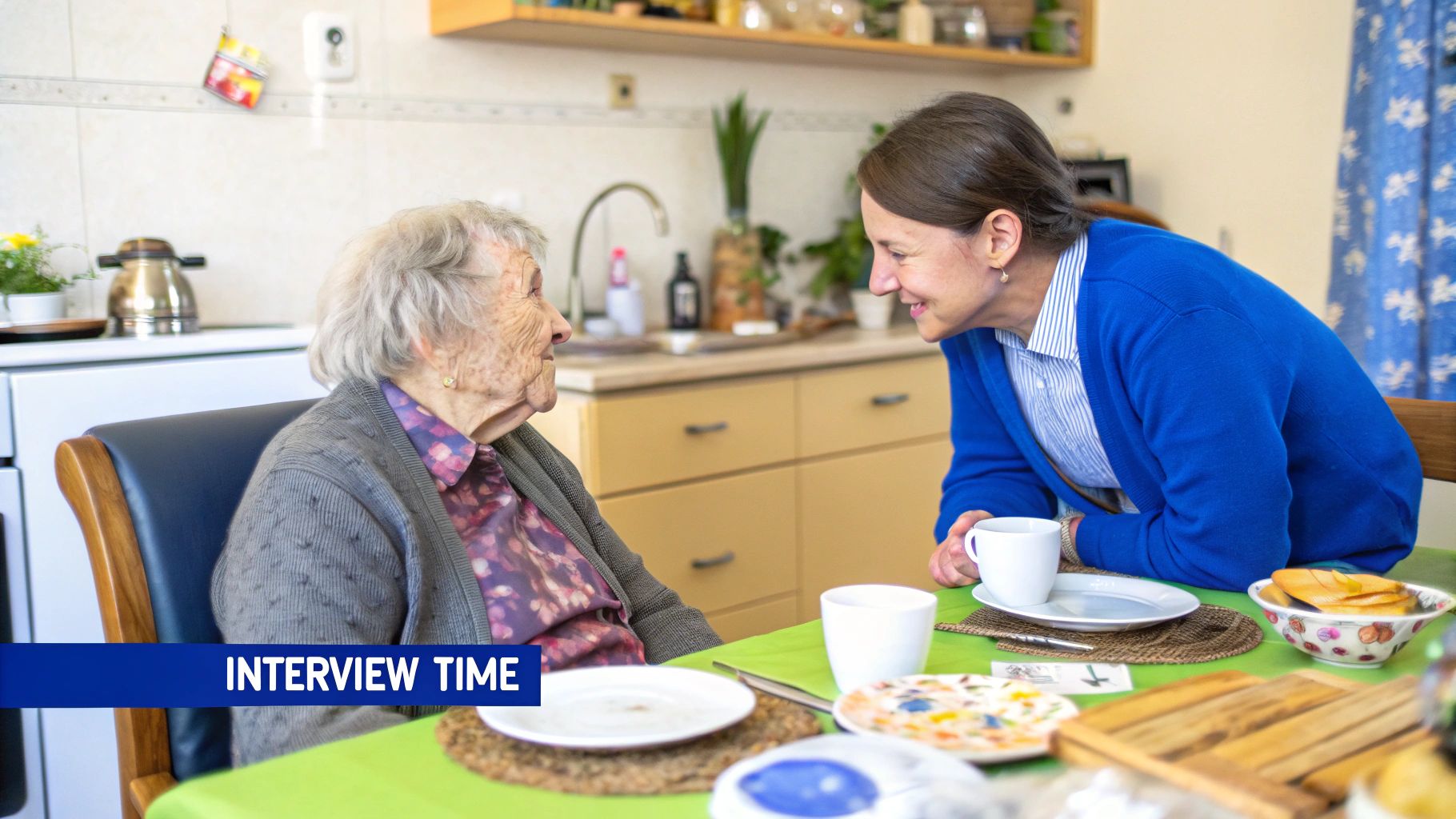 Image of a caregiver and an elderly person