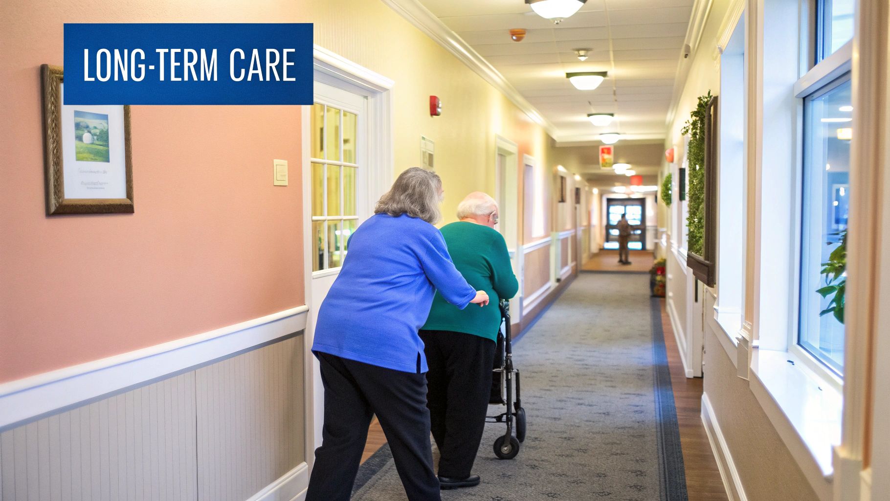 A senior man smiles while reviewing paperwork with a helpful advisor, illustrating financial planning for healthcare.