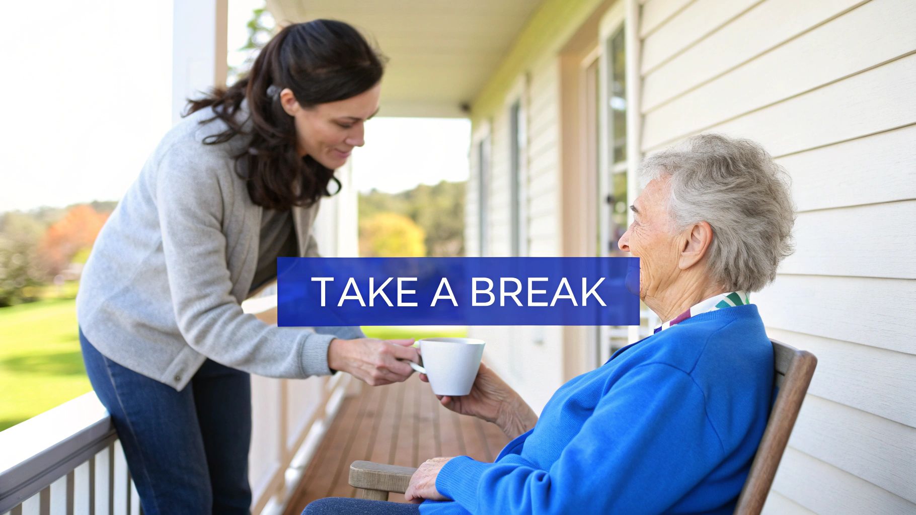 A caregiver gently holding the hand of an elderly person with dementia, showing support and compassion.