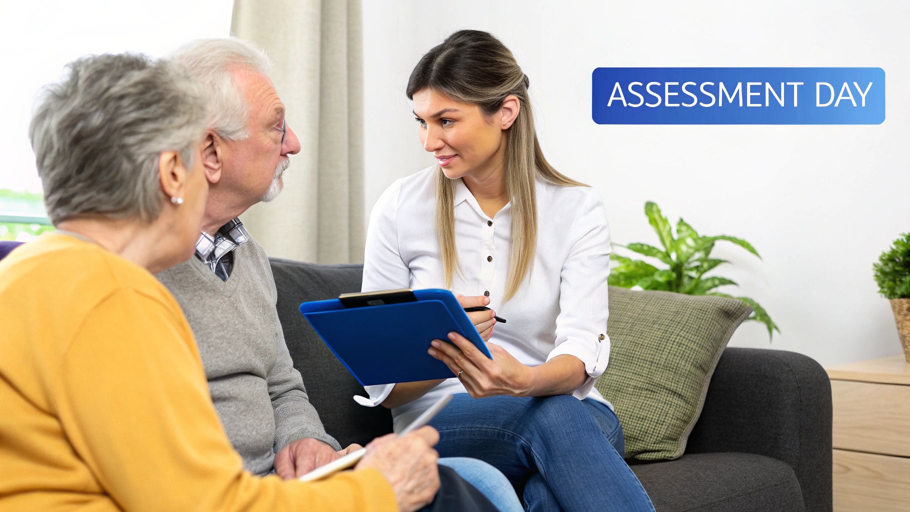 A kind caregiver helps an elderly woman with her daily routine, illustrating the supportive nature of an ADL assessment.