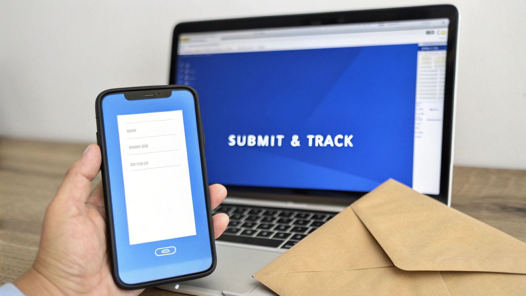 A person submitting a form on a laptop, representing the online NJ Family Care application process.