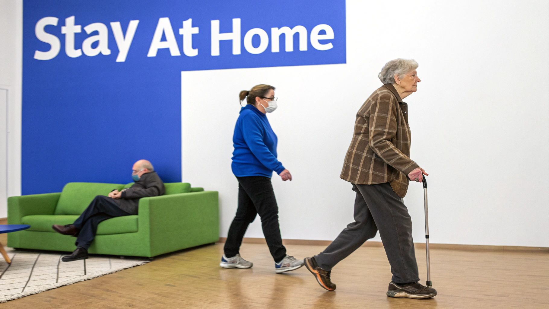 A smiling home health aide and an elderly man sharing a laugh together