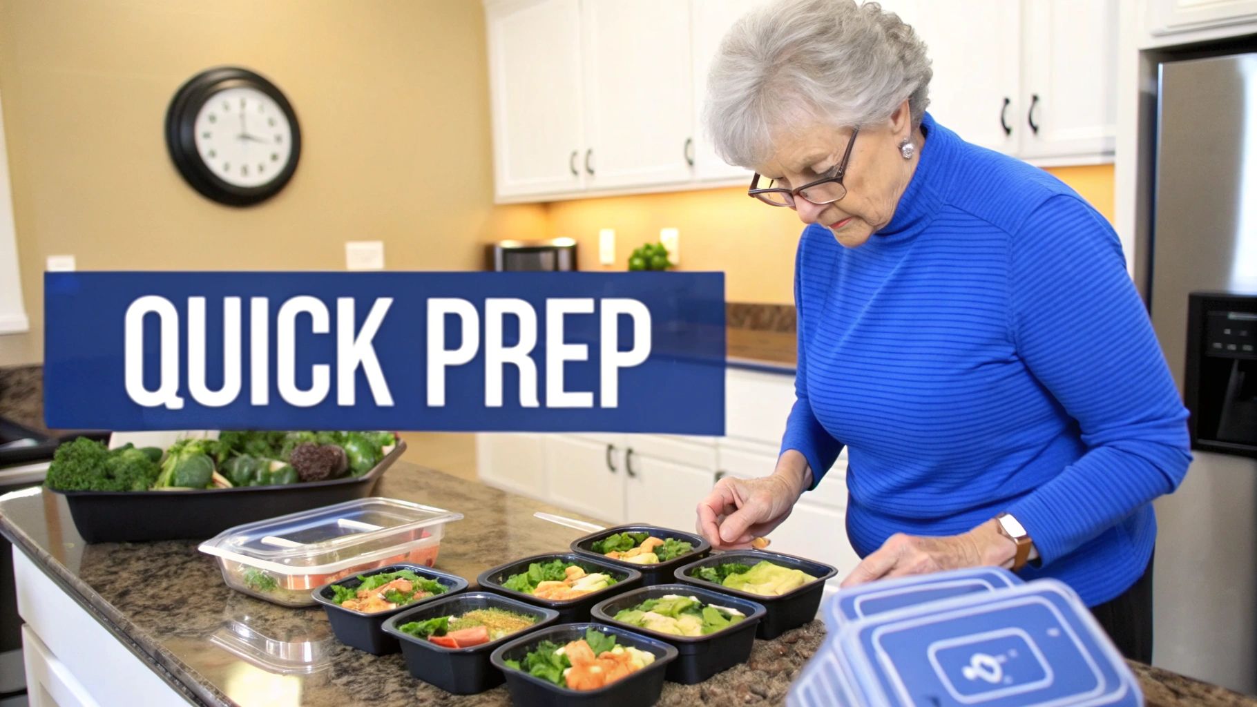 Seniors preparing a meal together