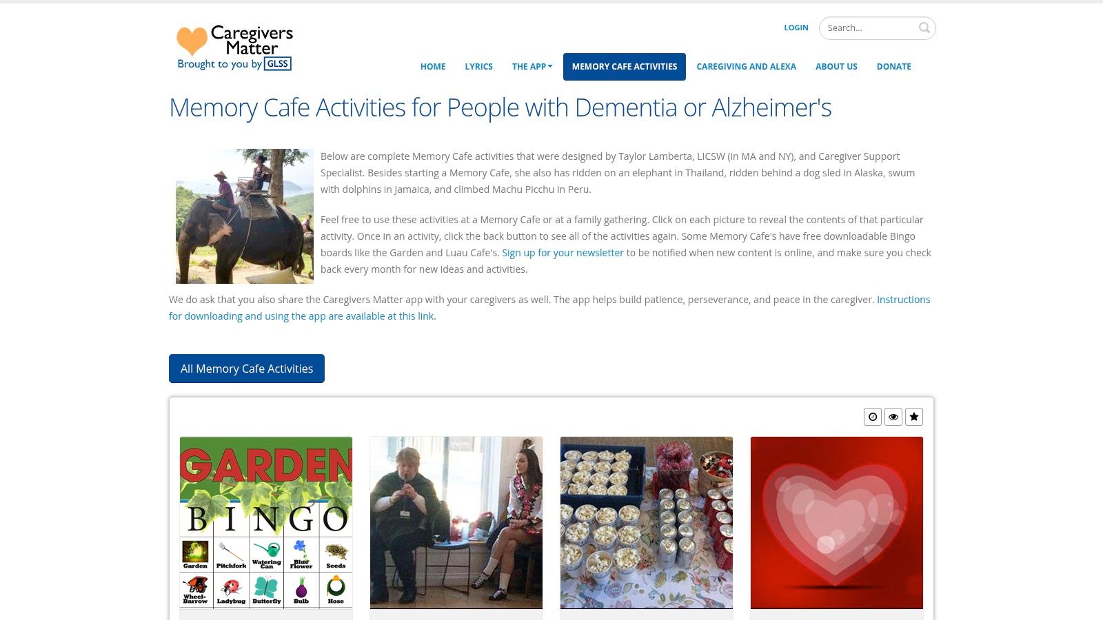 Memory Café Activities (Caregivers Matter)