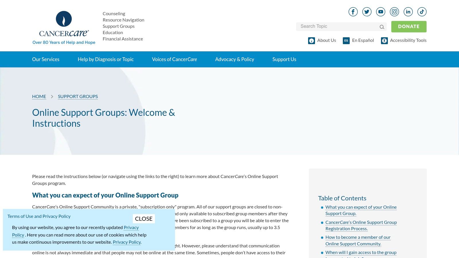 CancerCare Online Support Groups