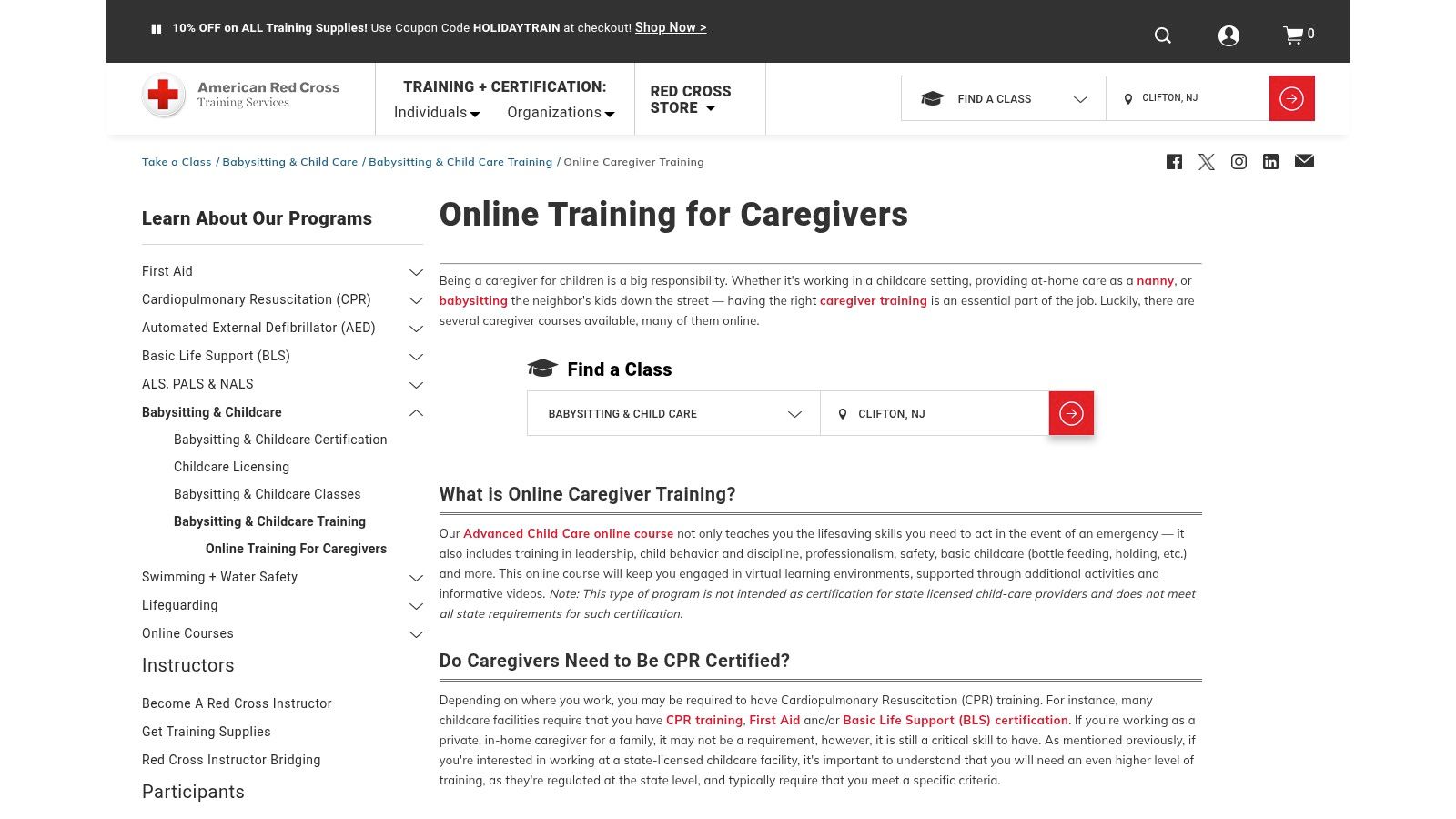 American Red Cross — Online Caregiver Training (Child and Infant Care)
