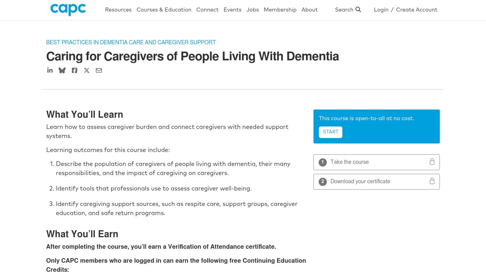Center to Advance Palliative Care (CAPC) — Caring for Caregivers of People Living With Dementia
