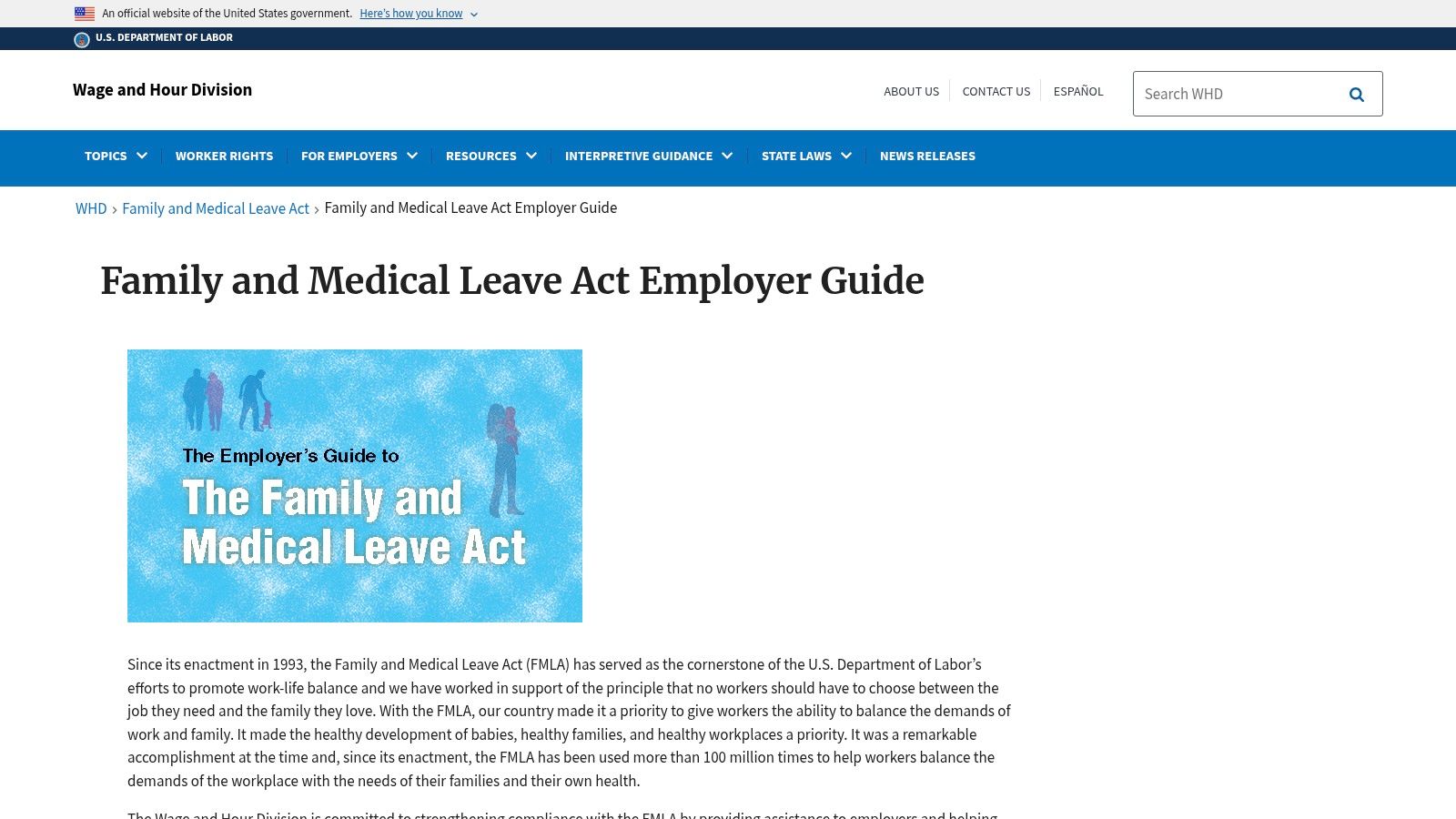 U.S. Department of Labor – Paid Family & Medical Leave and FMLA