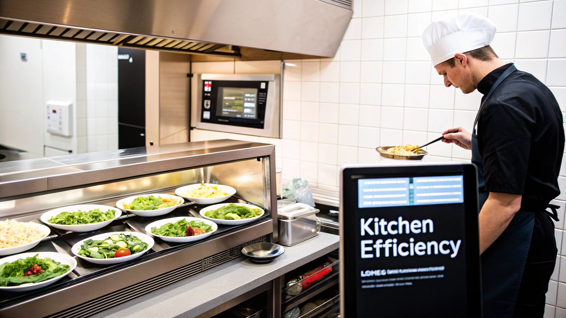 A restaurant manager reviewing sales data on a tablet to create a staff schedule.