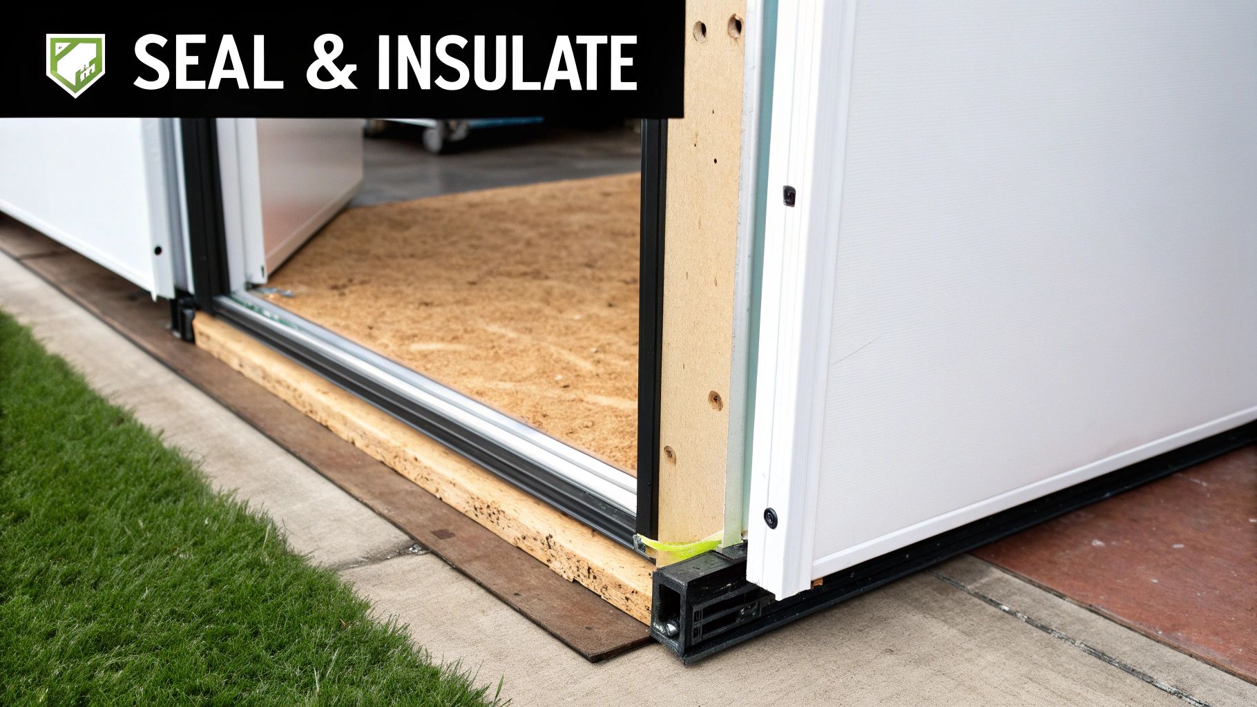 Detailed view of a walk-in cooler's base, highlighting the sealing and insulation features.
