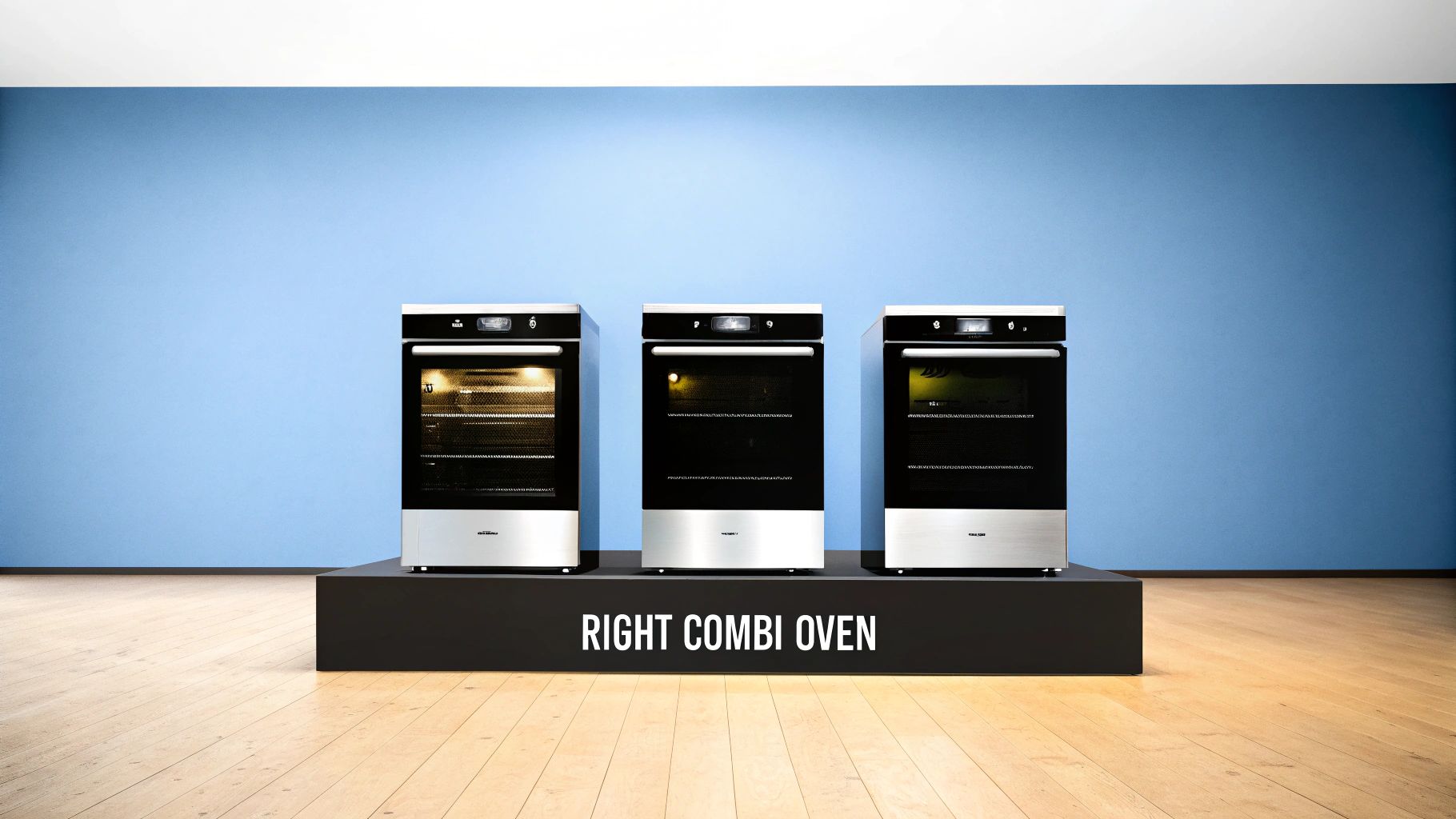 A chef using the digital touchscreen on a modern combi oven to select a cooking program.