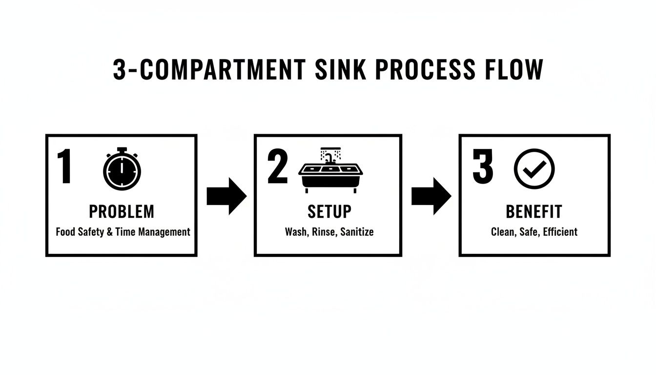 Infographic about 3 compartment sink