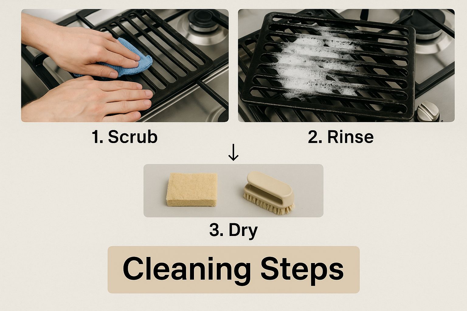 Infographic about cleaning cast iron grill grates