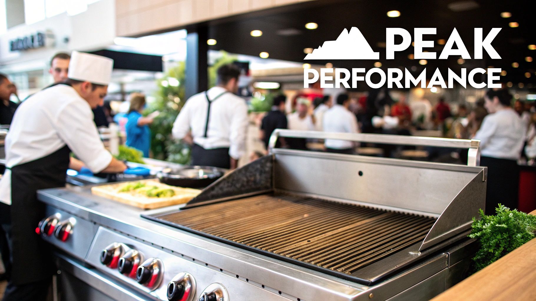A clean commercial flat top griddle ready for service in a professional kitchen.