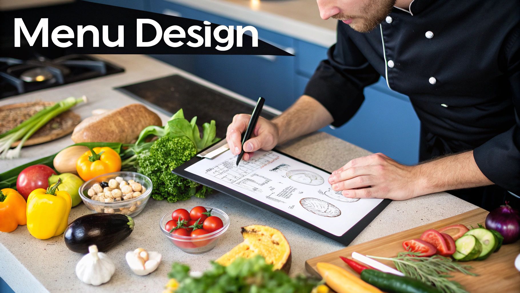 A modern restaurant kitchen with stainless steel equipment and chefs working efficiently