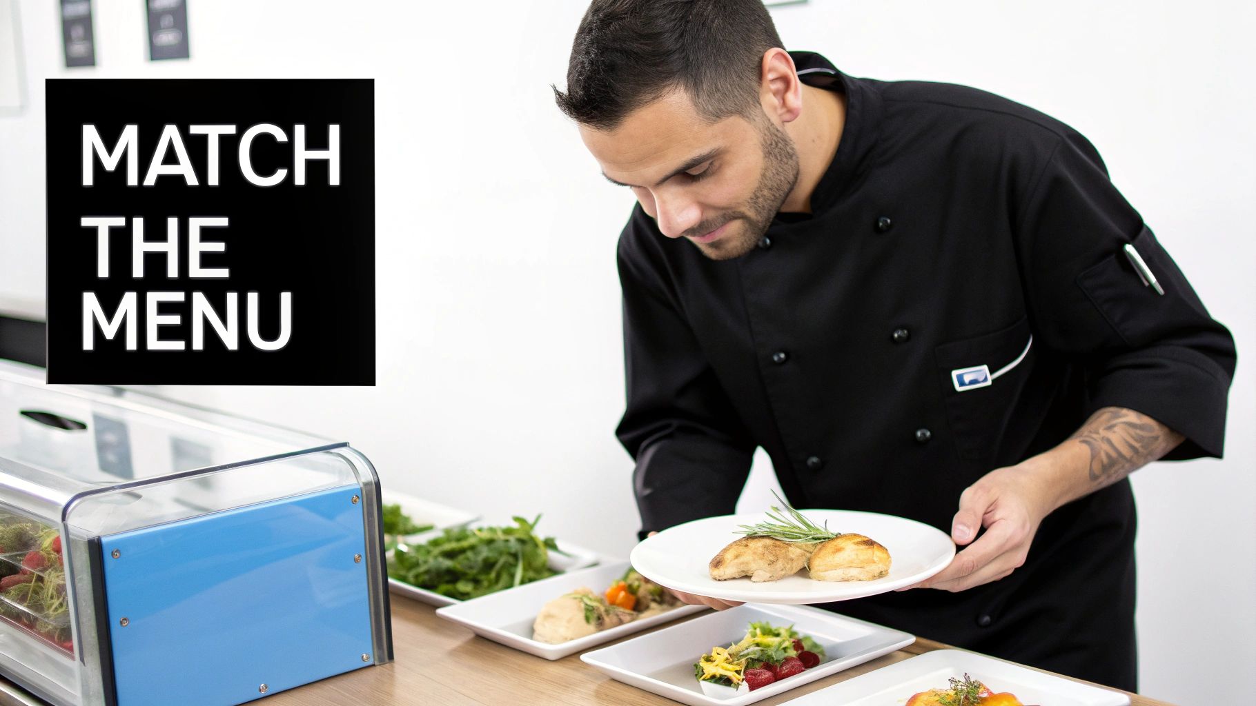 A chef inspecting a large, stainless steel commercial oven.