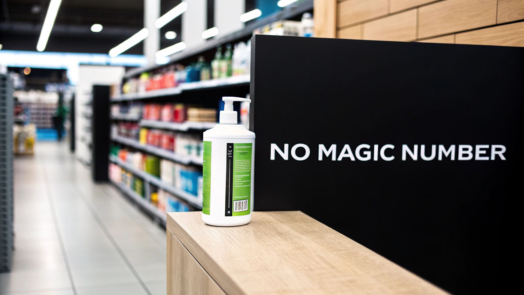 A person looking at a digital screen with keyword bubbles floating around, illustrating the concept of choosing the right keywords.