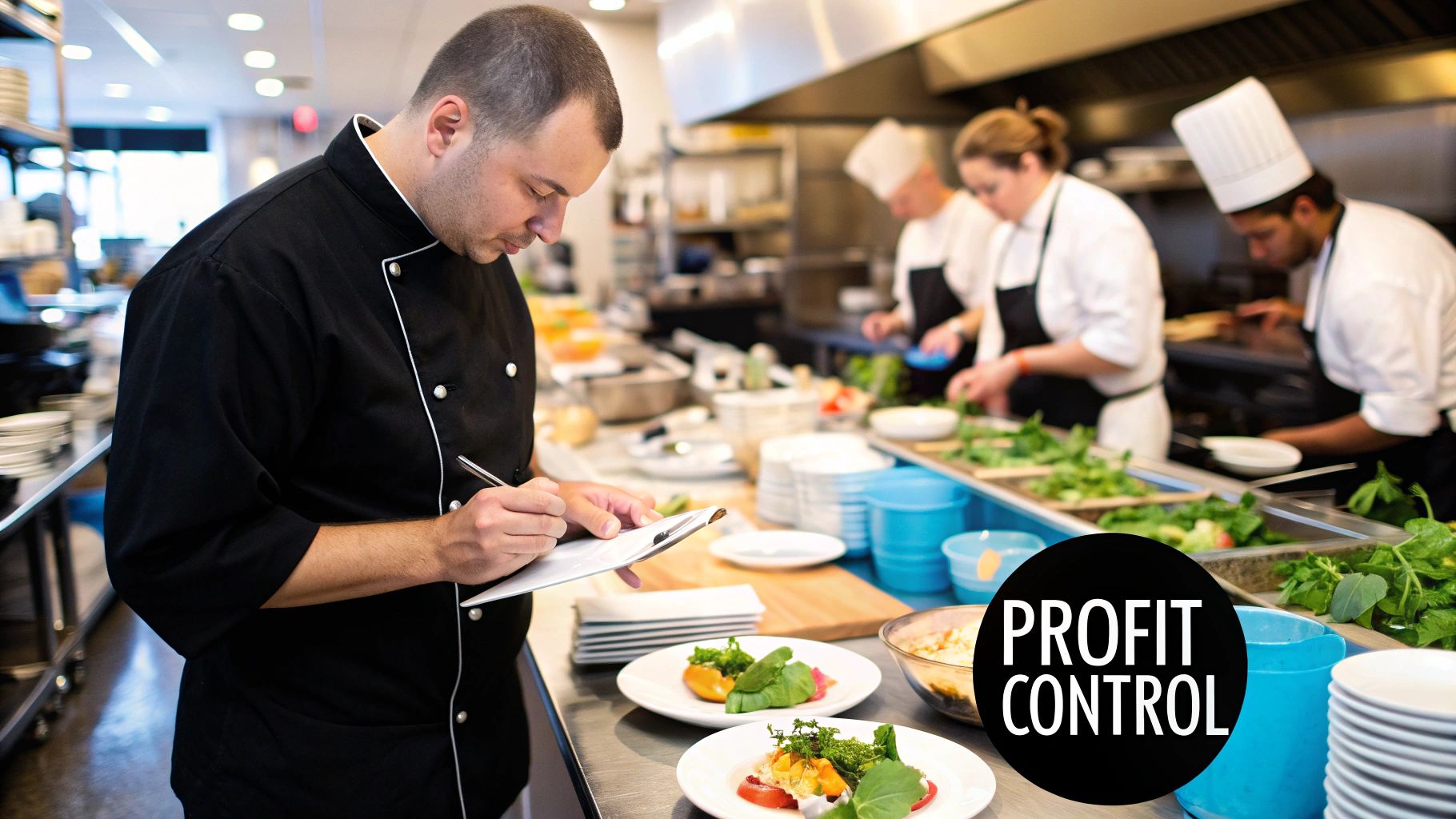 A chef carefully plating a dish, symbolizing attention to detail in food costs.