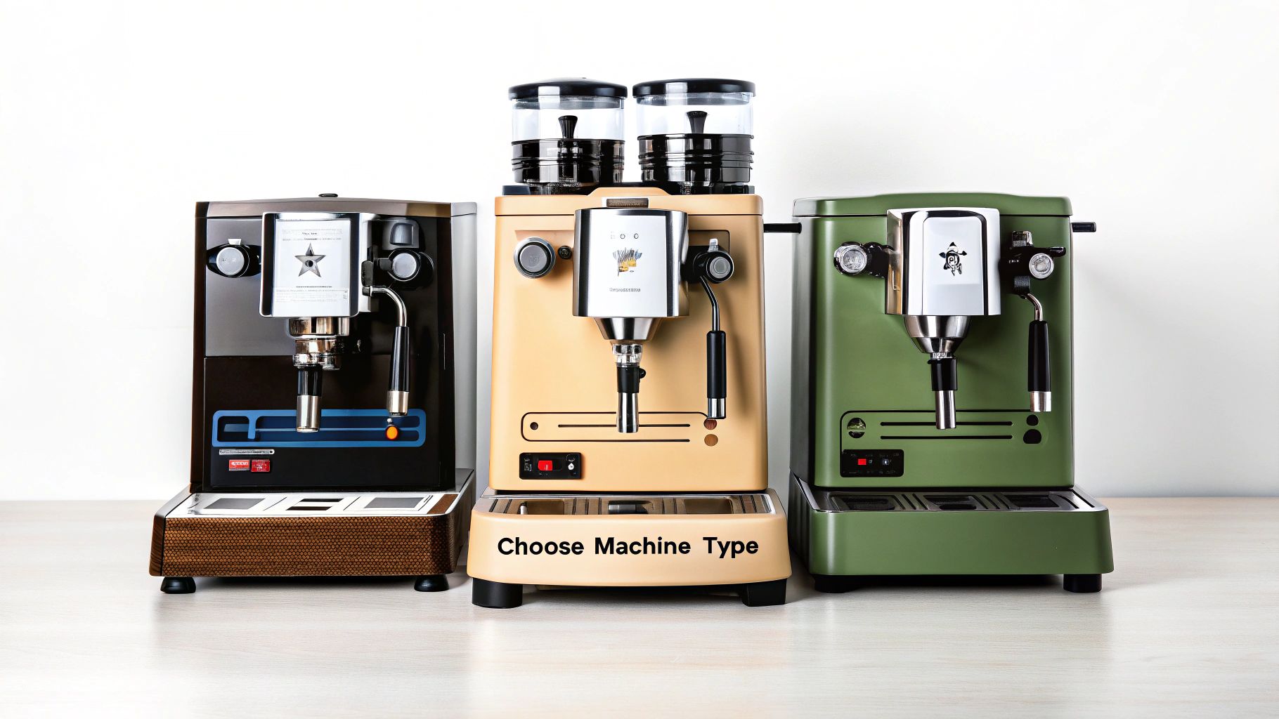 An espresso machine with two group heads being used by a barista to pull shots.