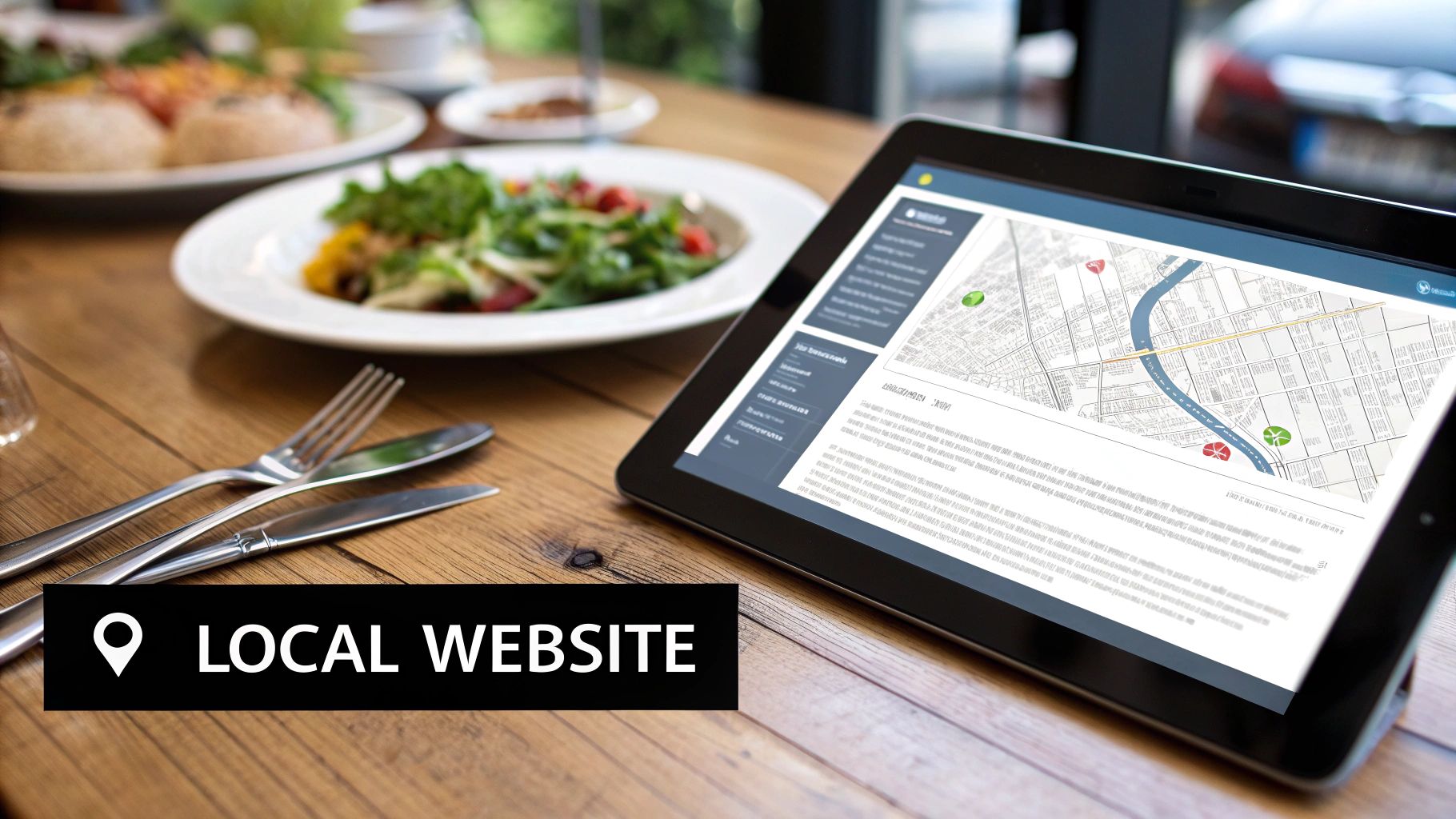 A diner uses their smartphone to browse a restaurant's website, which is optimized for mobile viewing, highlighting the importance of a mobile-friendly design.
