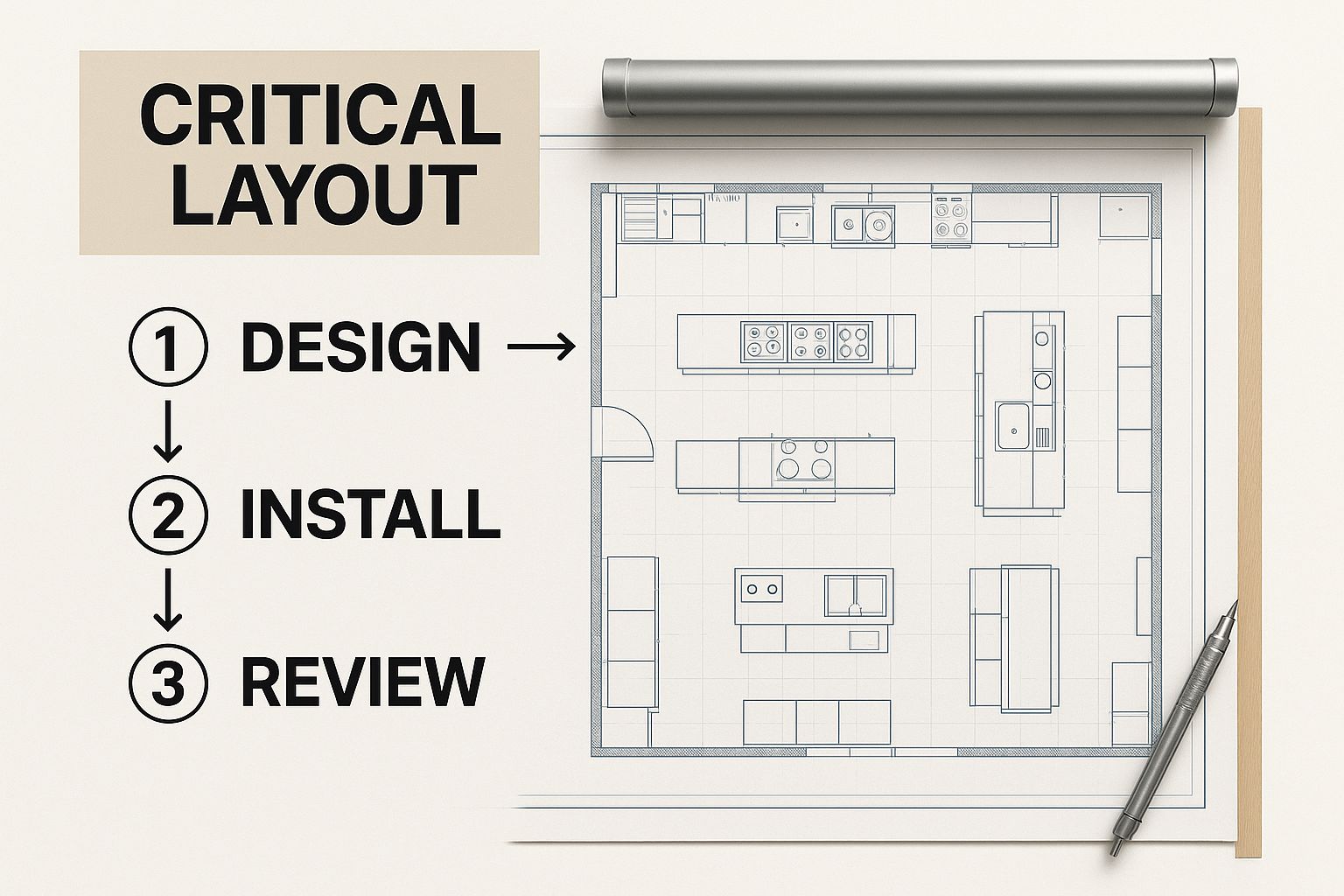 Infographic about commercial kitchen design layout