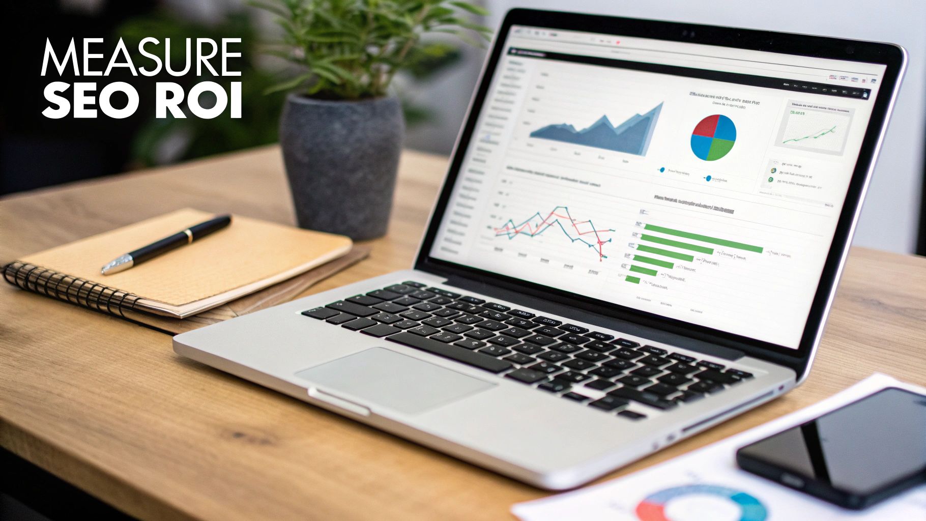 Restaurant owner reviewing analytics on a tablet, showing business growth after an SEO audit.