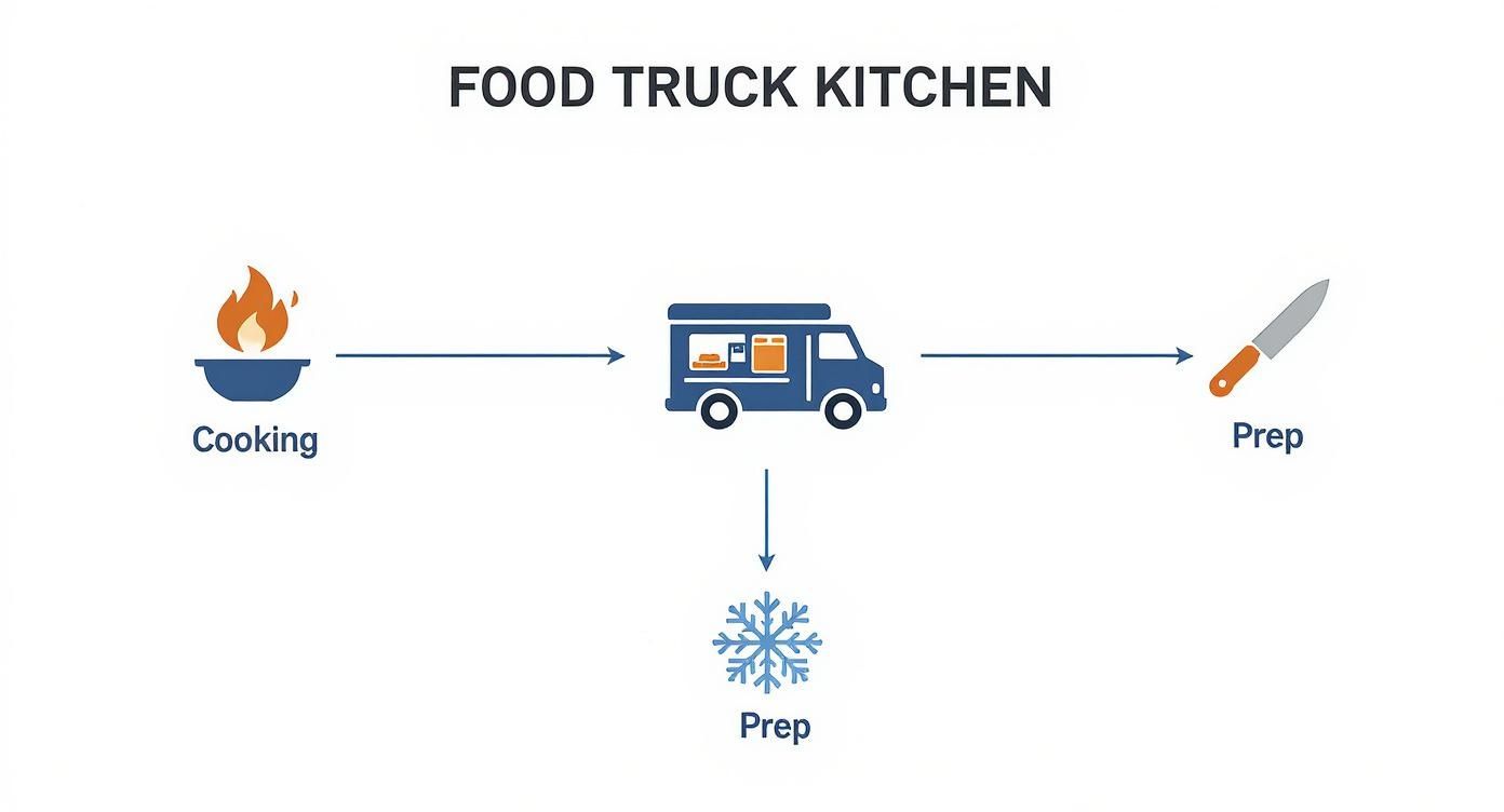 Infographic about cooking equipment for food truck