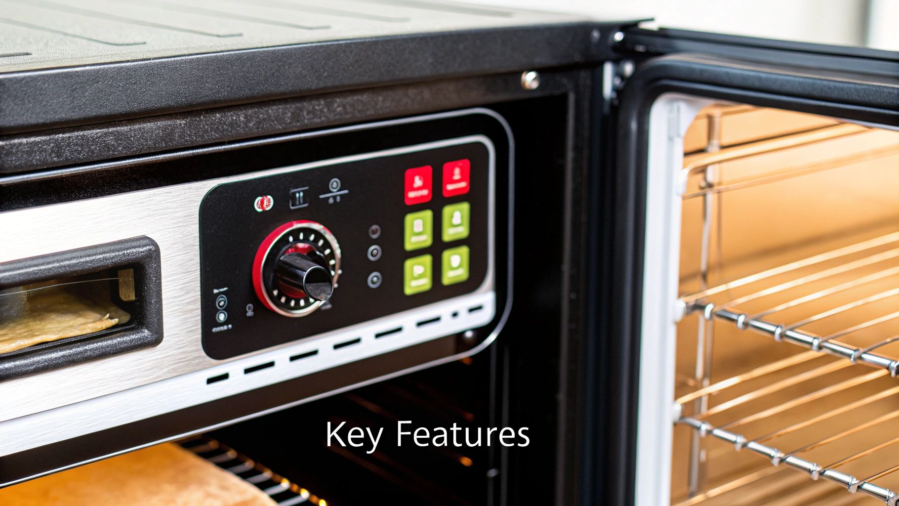 A close-up shot of a digital control panel on a hot holding cabinet, showing temperature and humidity settings.