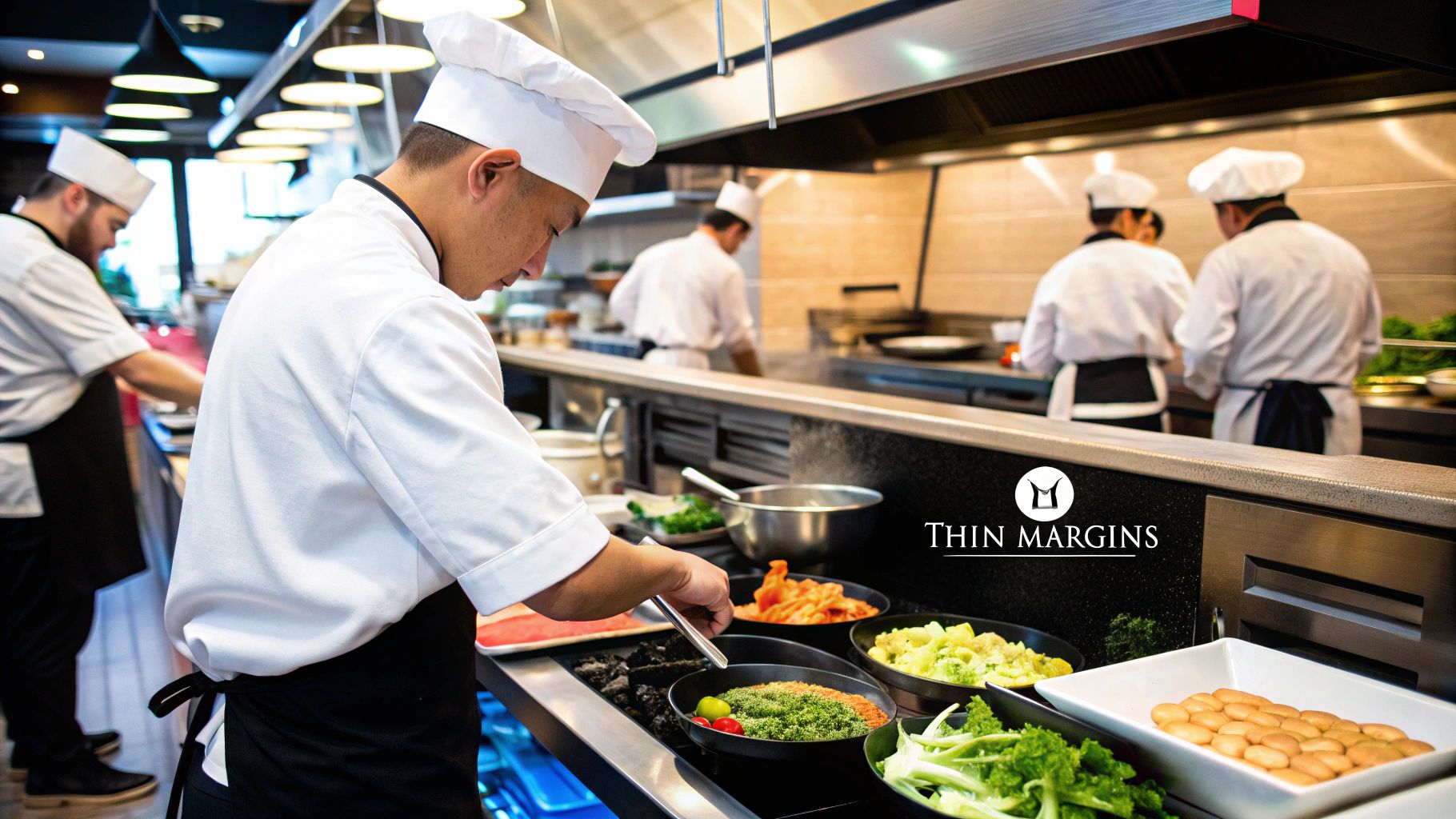 A chef carefully plating a dish, symbolizing the precision required in both cooking and restaurant finances.