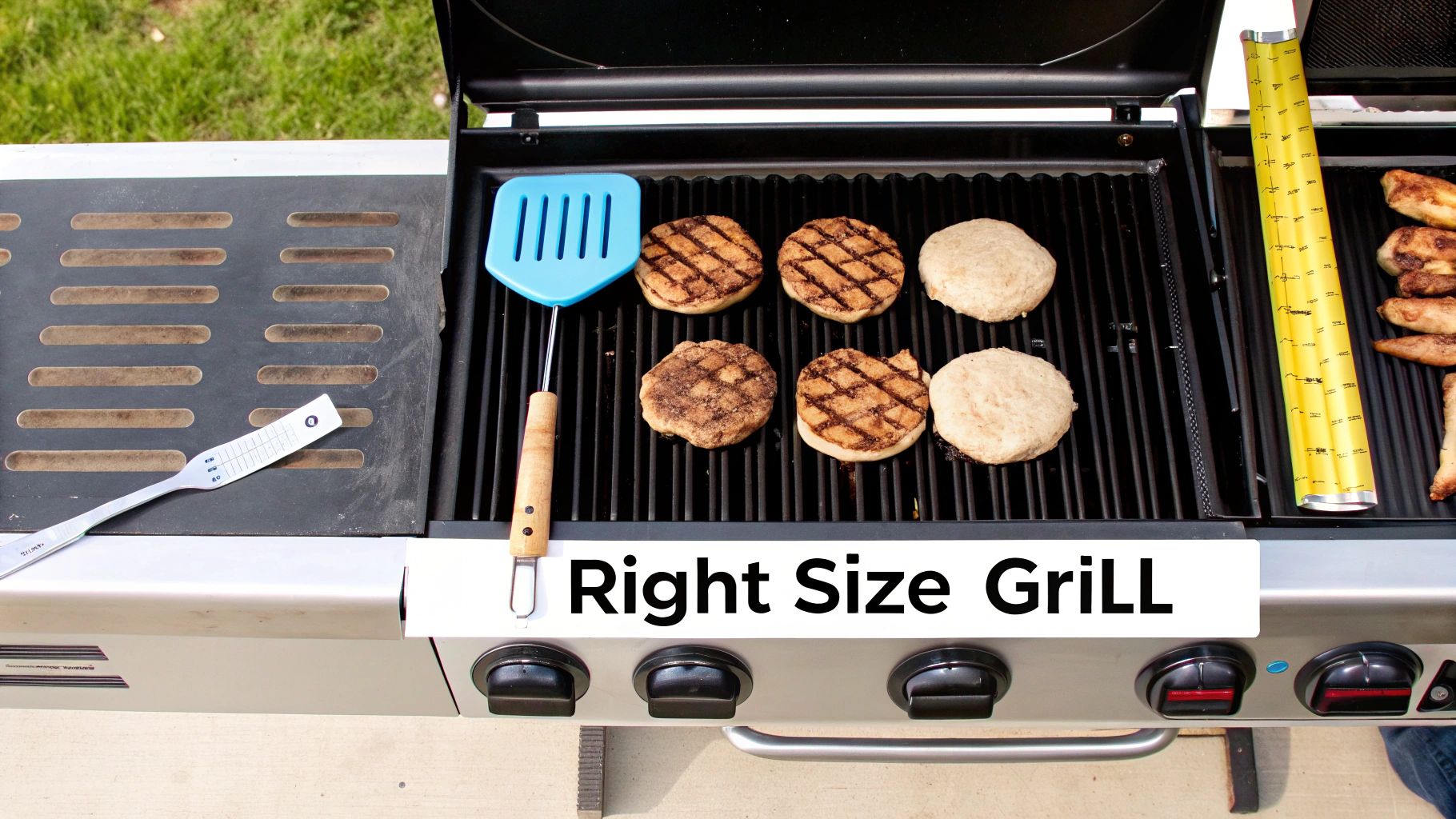 A close-up of a thick steel flat top grill surface.