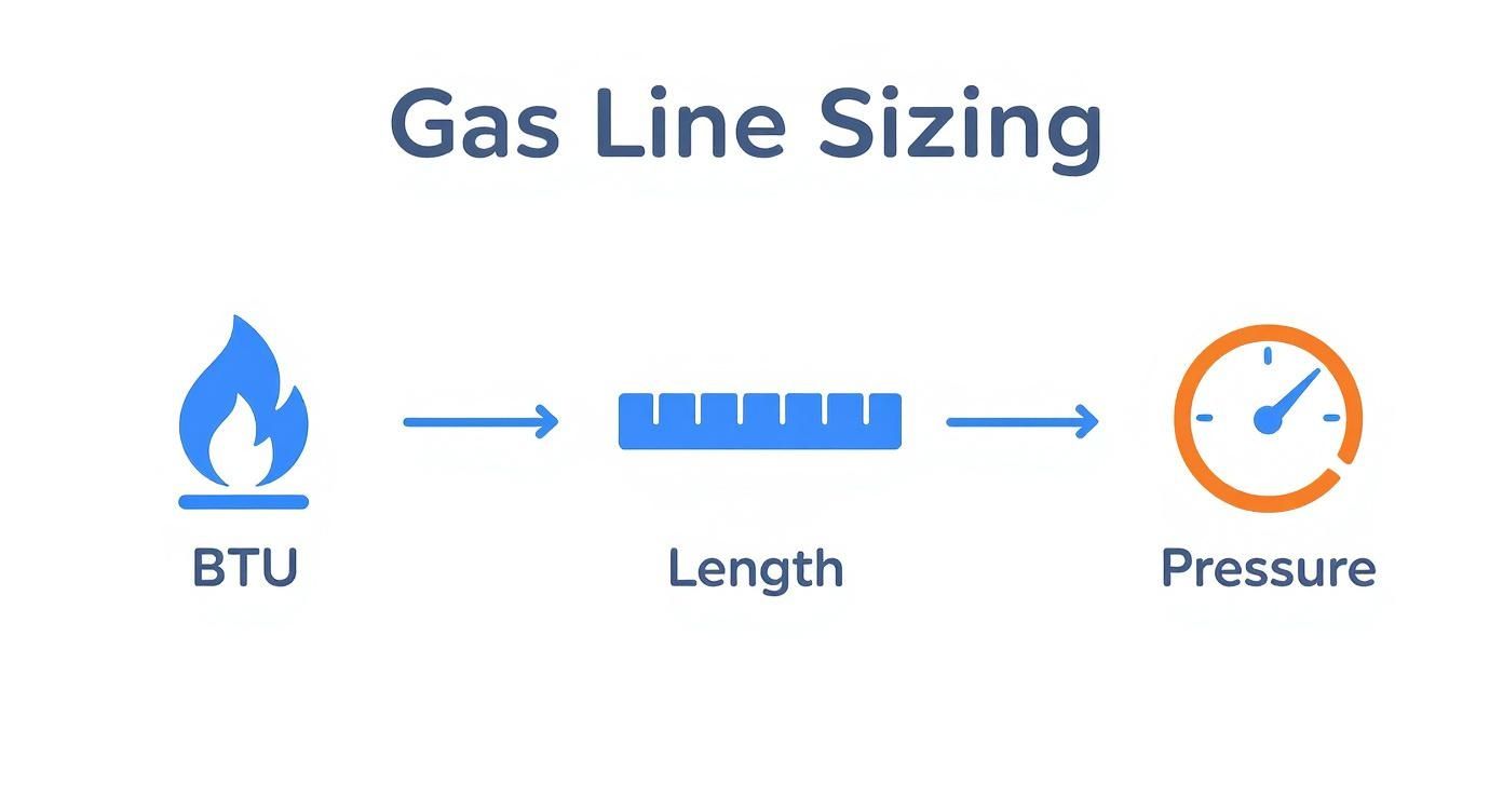 Infographic about natural gas line size