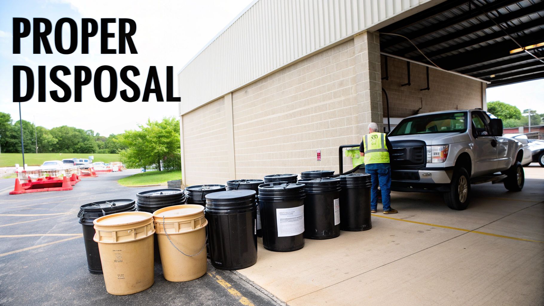 A professional cleaning and disposing of grease trap waste