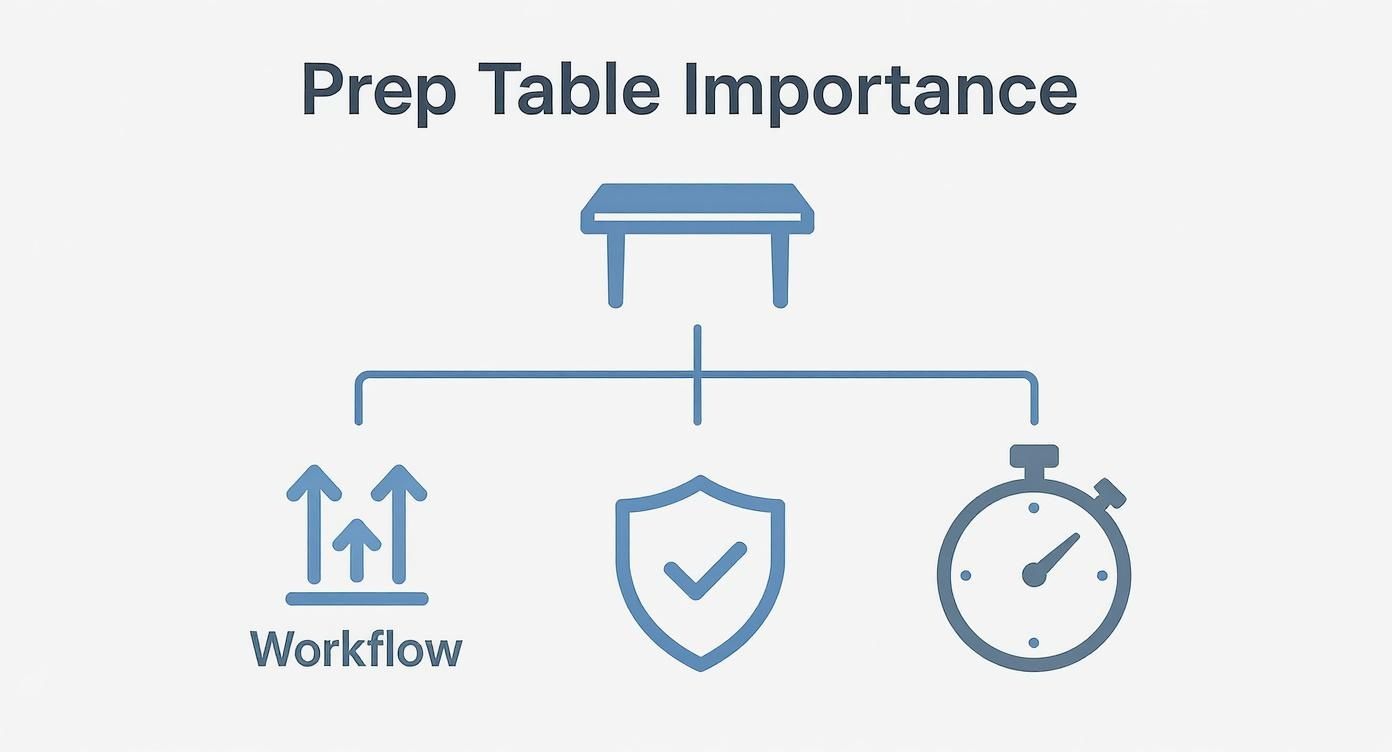 Infographic about restaurant preparation table