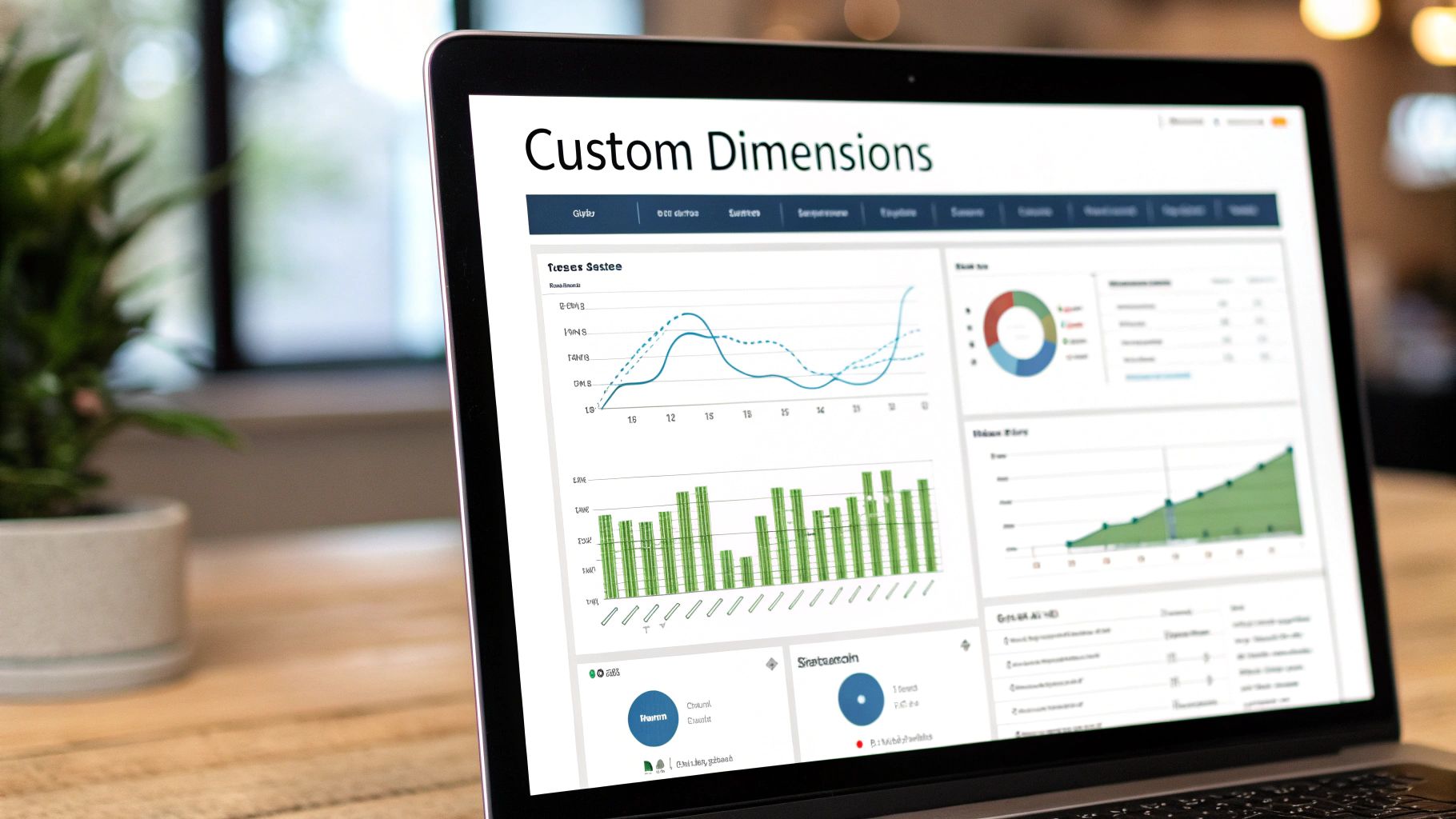 A person looking at a screen with various charts and data visualizations, representing business intelligence.