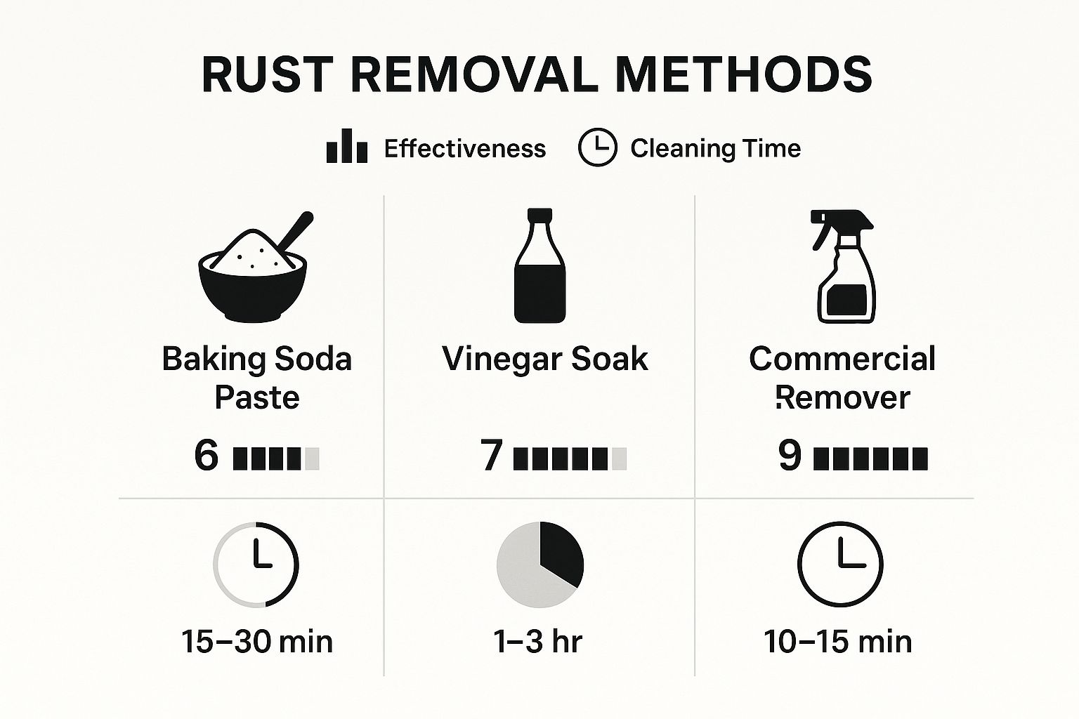 Infographic about how to remove rust from barbecue grill