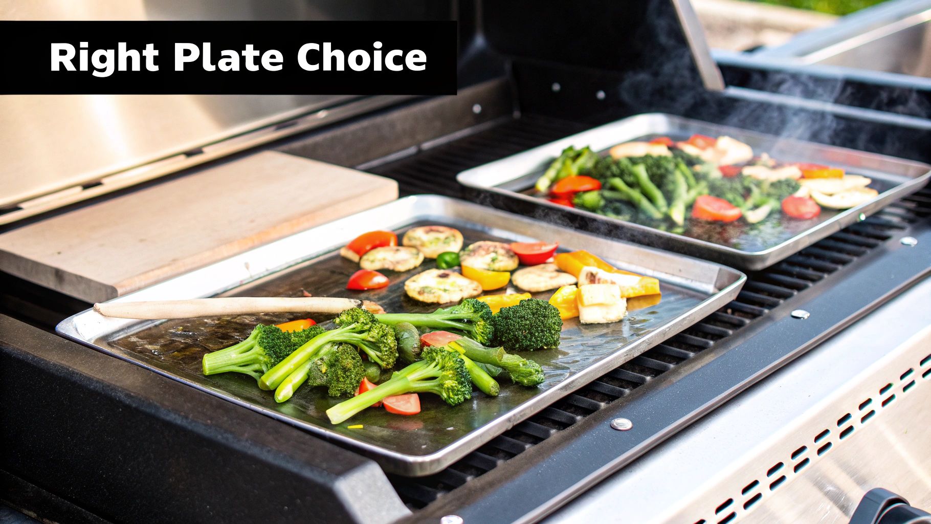 A chef preparing breakfast on a chrome commercial griddle surface.